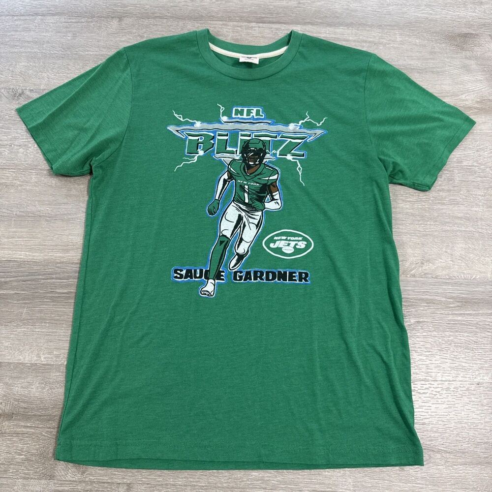Sauce Gardner Shirt New York Jets NFL Blitz Homage Green Tee Men’s Medium